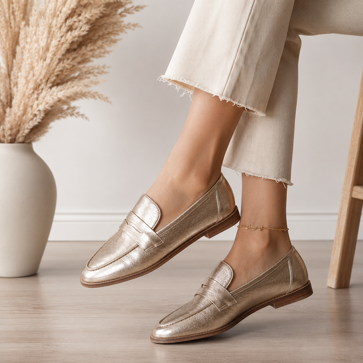 Lujain | Loafers With Metallic Finish Low Heel