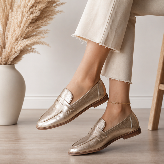 Lujain | Loafers With Metallic Finish Low Heel