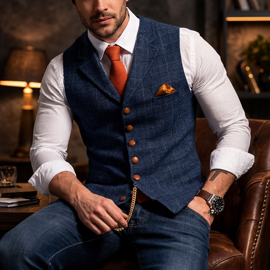 Melker - Checked Button Waistcoat Vest