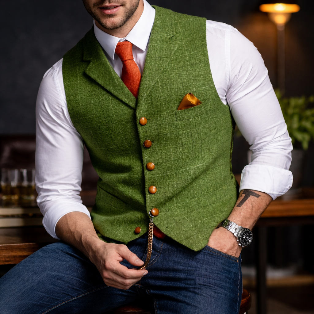 Melker - Checked Button Waistcoat Vest