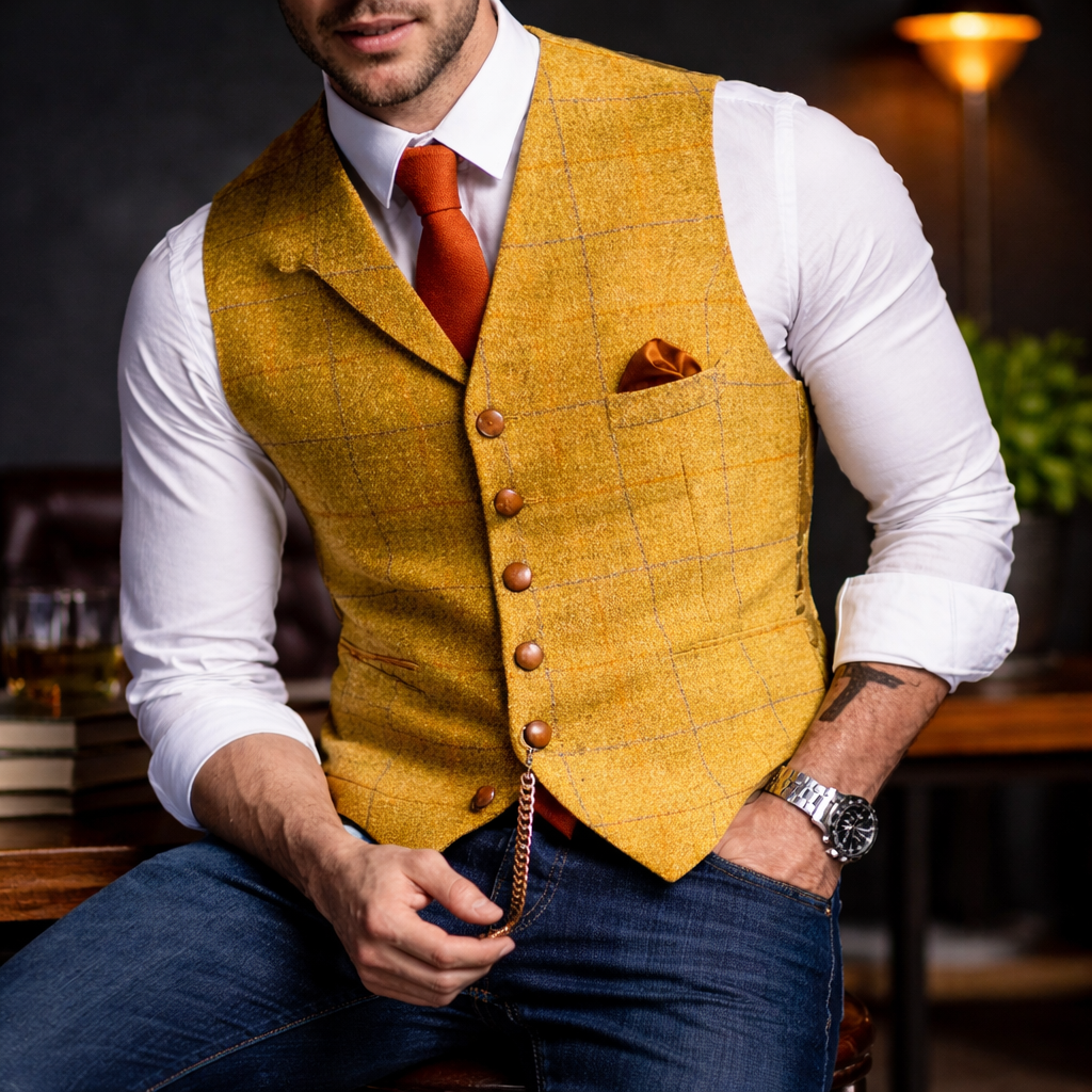 Melker - Checked Button Waistcoat Vest
