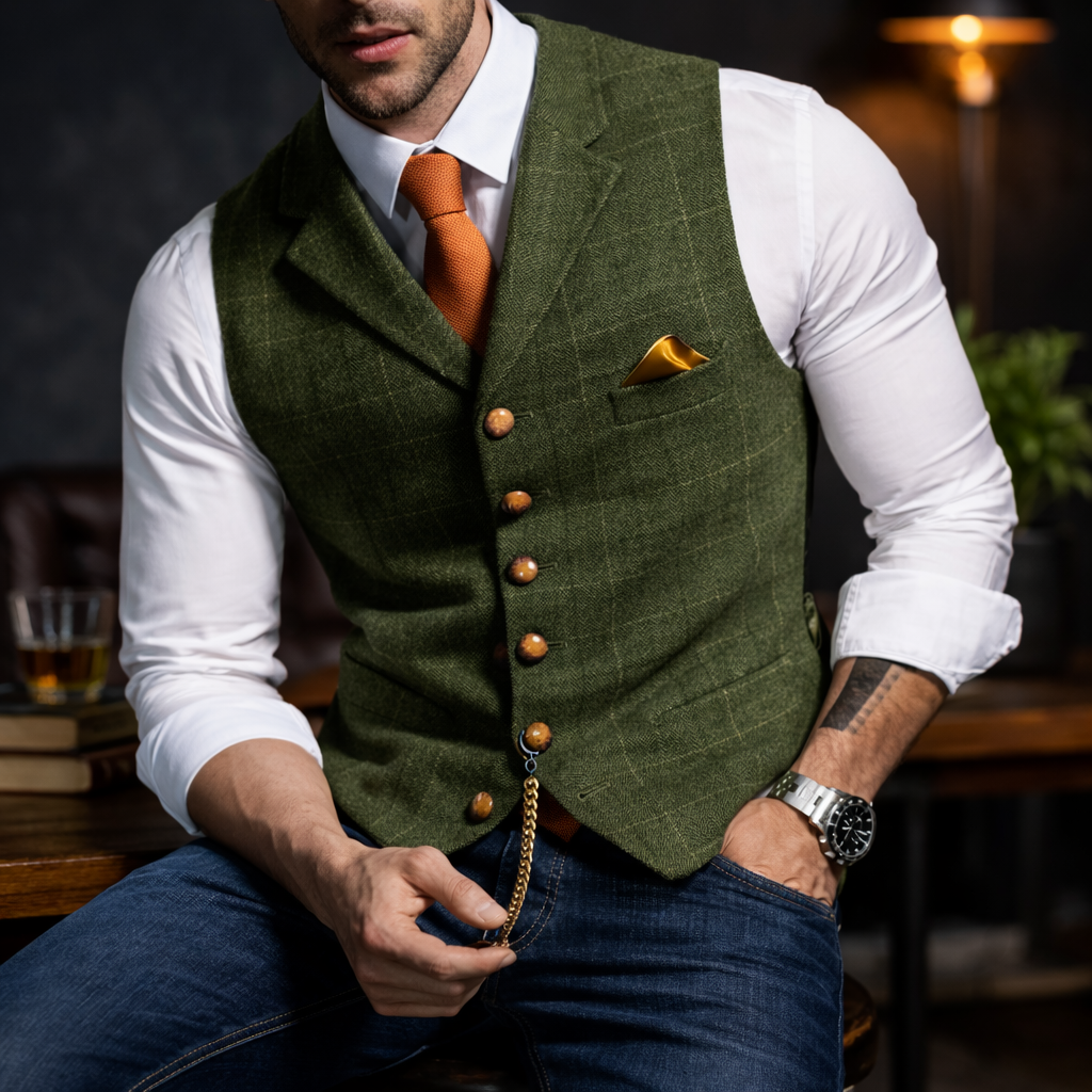 Melker - Checked Button Waistcoat Vest