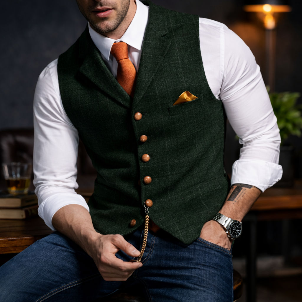 Melker - Checked Button Waistcoat Vest