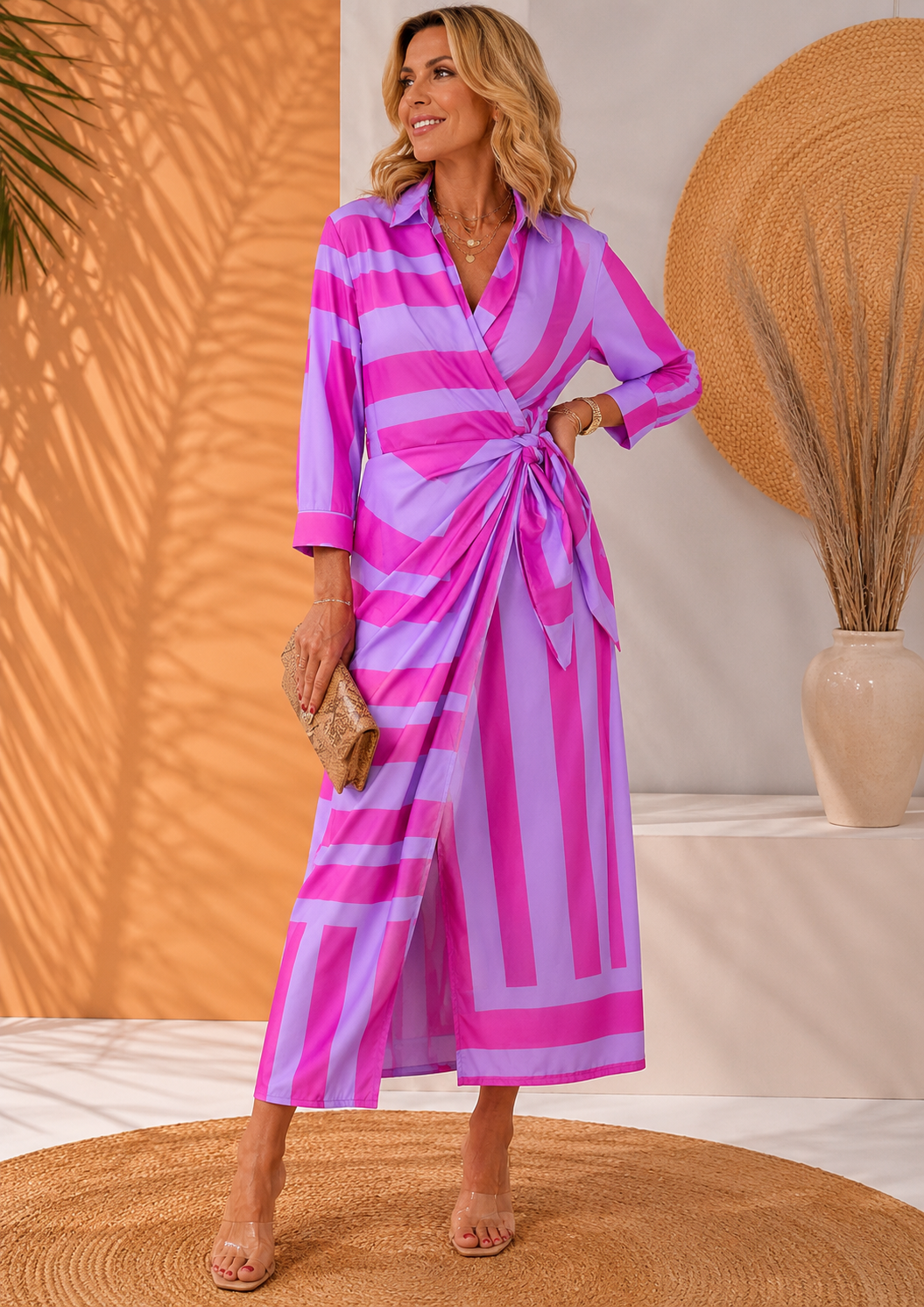 Olivera | Maxi Dress With Tie Waist Print