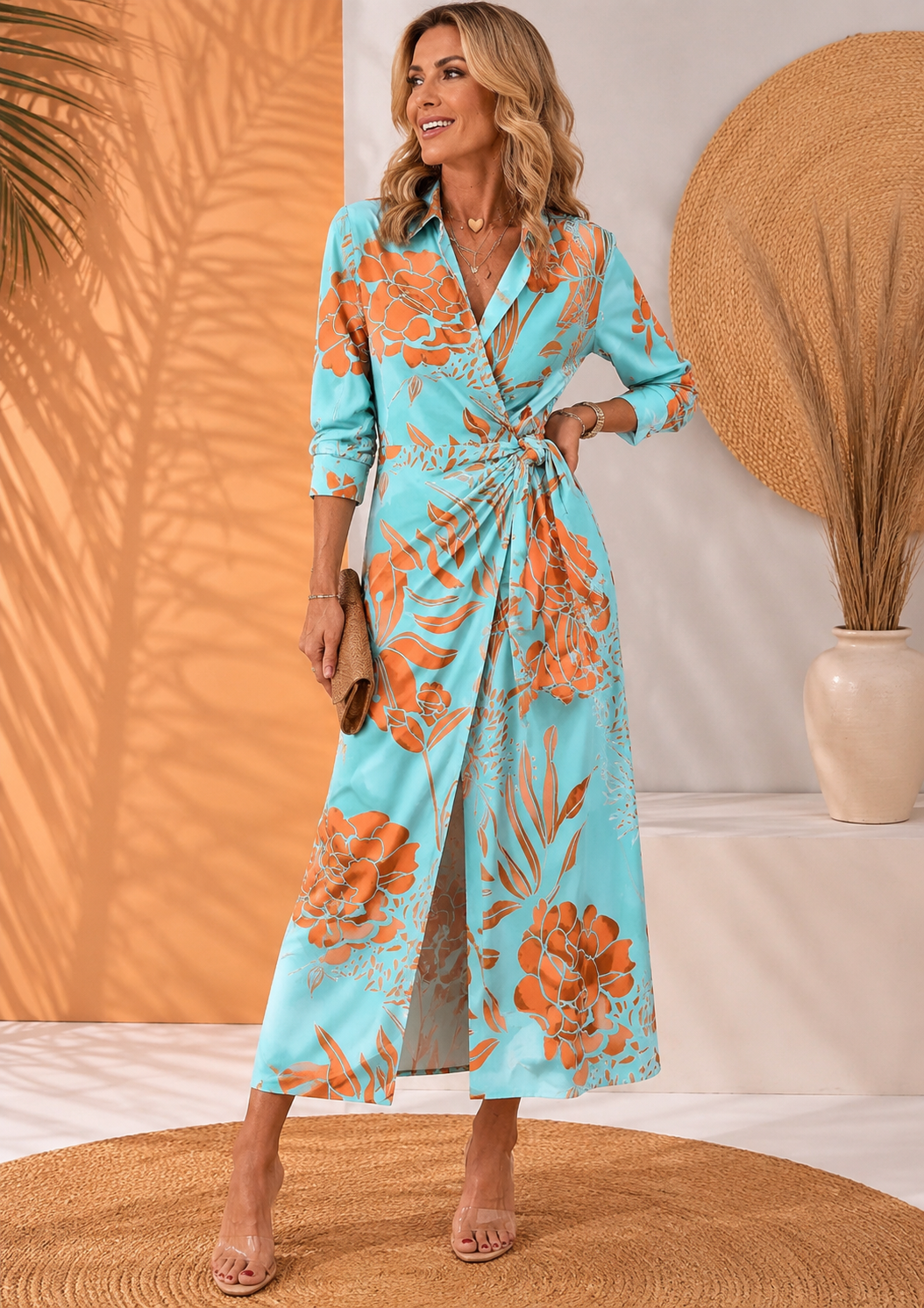 Olivera | Maxi Dress With Tie Waist Print