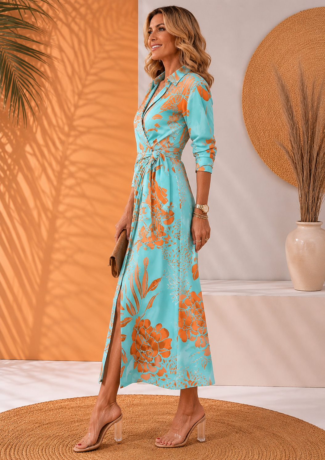 Olivera | Maxi Dress With Tie Waist Print