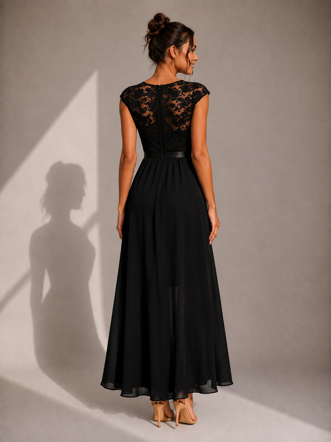 Yoanna | Lace Bodice Maxi Dress With Ruffle