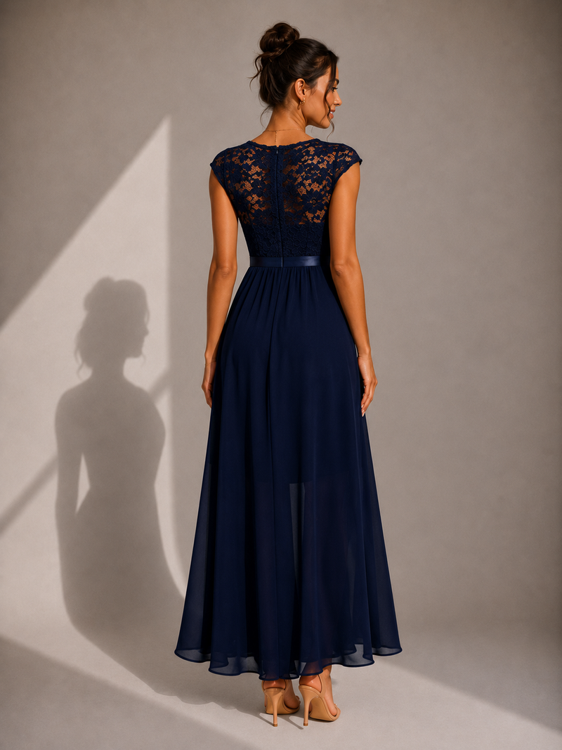 Yoanna | Lace Bodice Maxi Dress With Ruffle