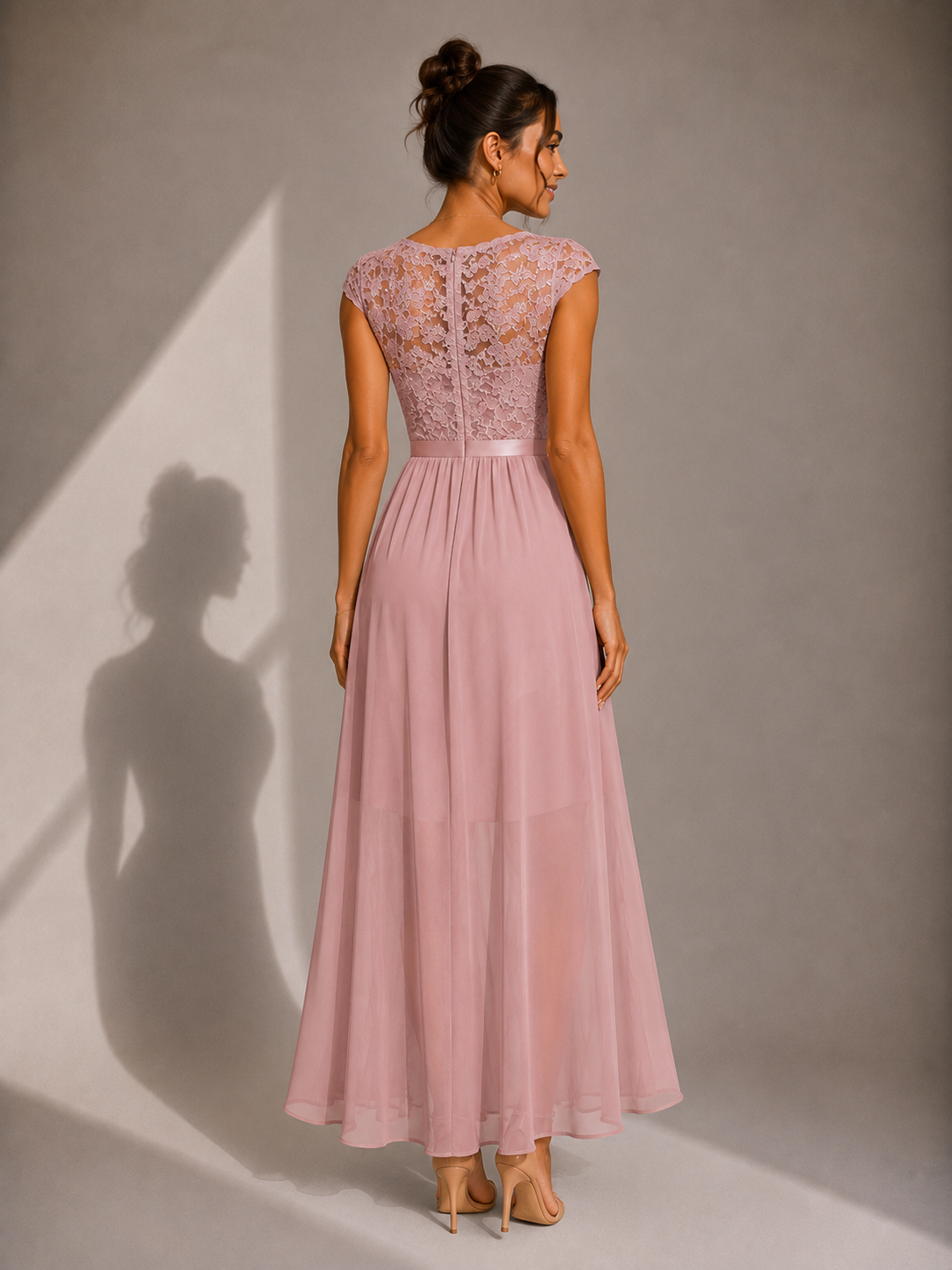 Yoanna | Lace Bodice Maxi Dress With Ruffle
