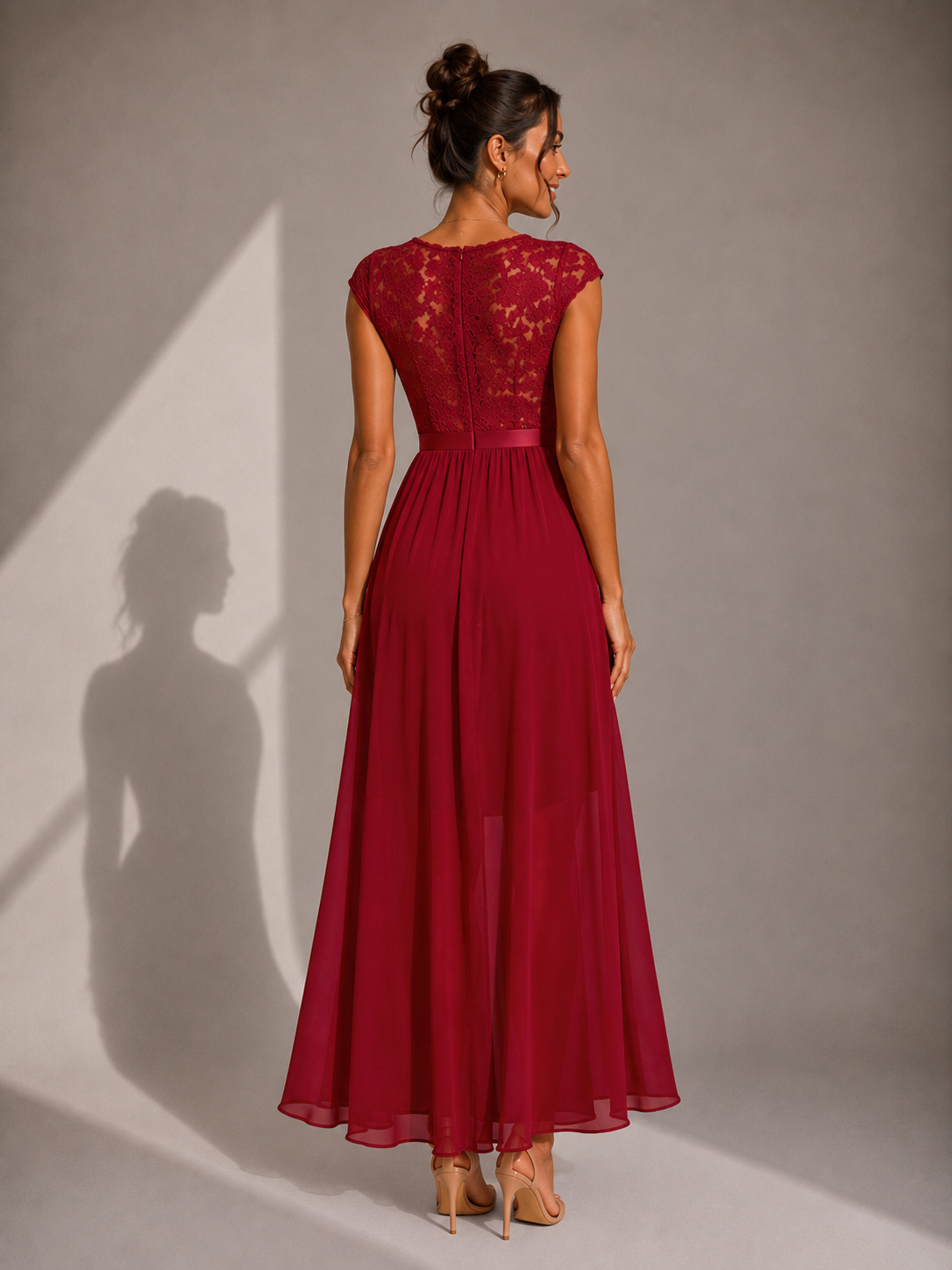 Yoanna | Lace Bodice Maxi Dress With Ruffle
