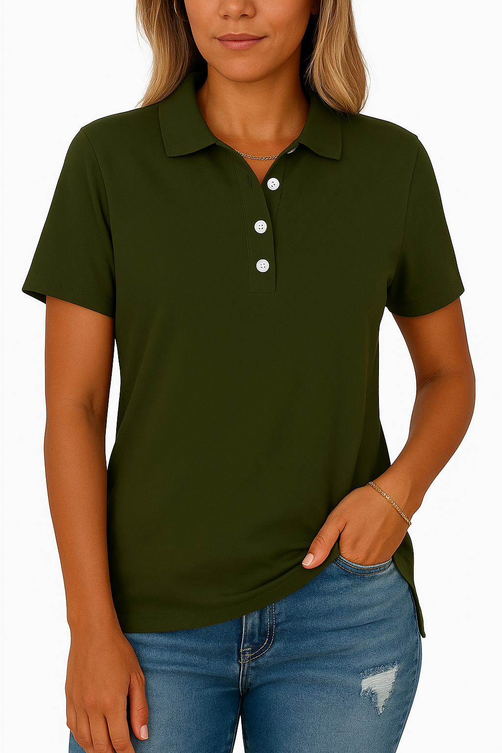 Kathie - Polo Shirt Short Sleeve Button Placket