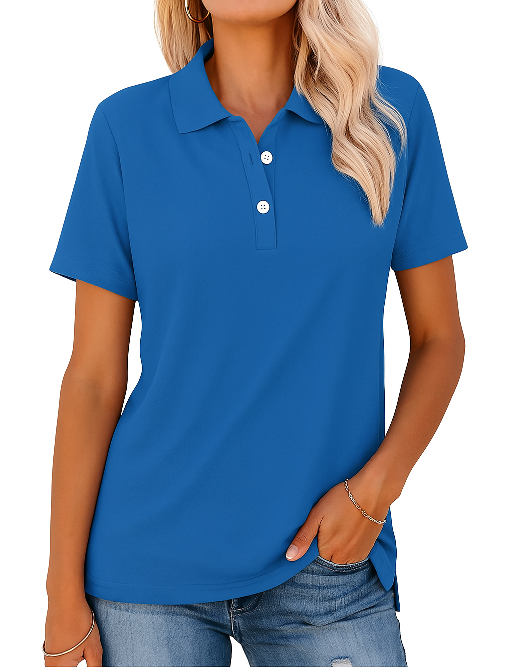 Kathie - Polo Shirt Short Sleeve Button Placket