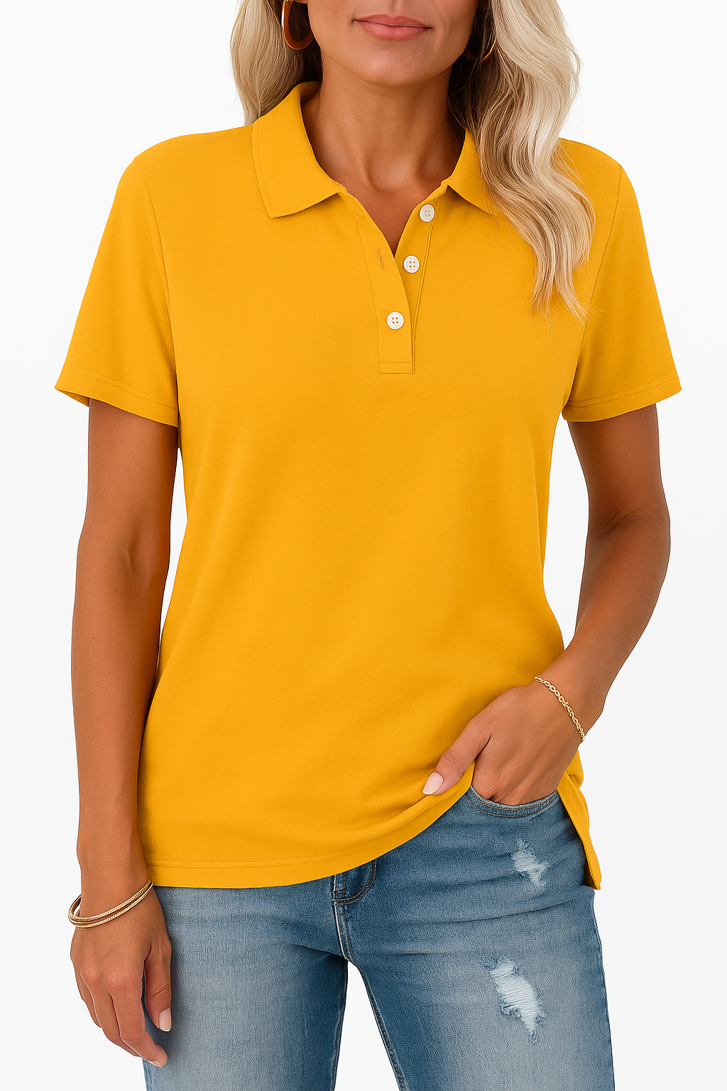 Kathie - Polo Shirt Short Sleeve Button Placket