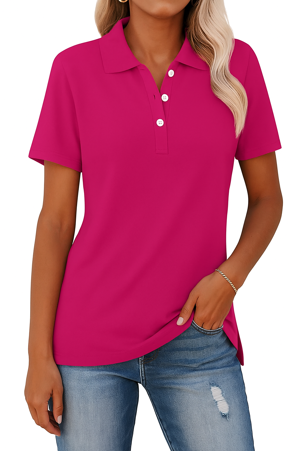 Kathie - Polo Shirt Short Sleeve Button Placket
