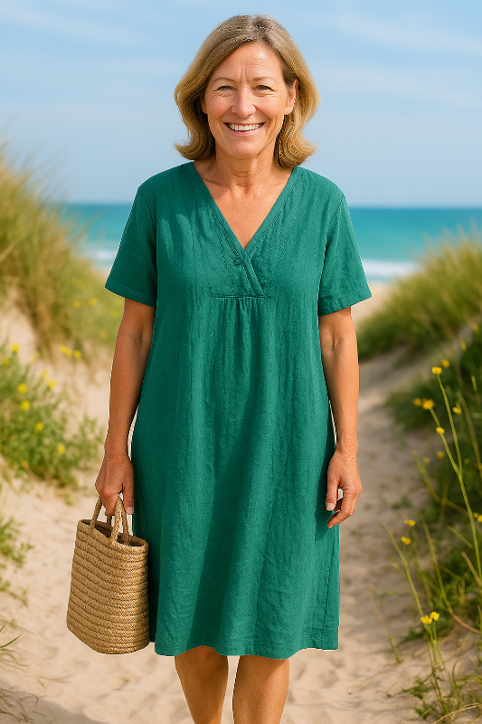 Letizia | Midi Dress V-Neck Short Sleeve