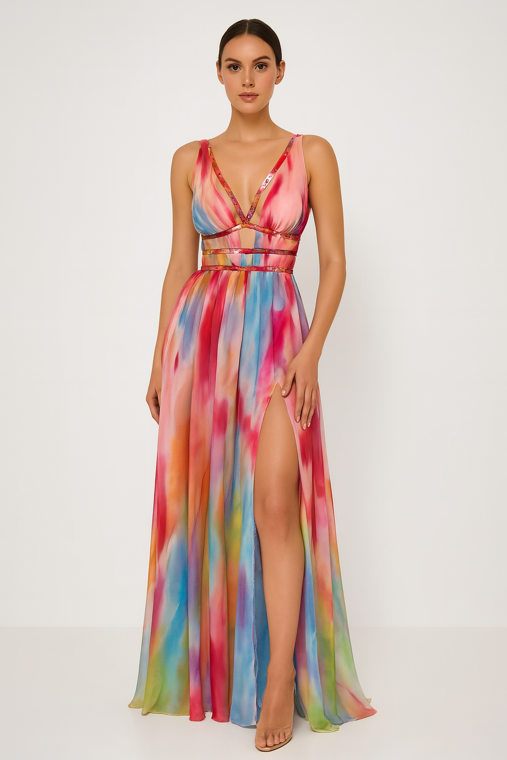Maggie | Tie-Dye Sleeveless V-Neck Maxi Dress