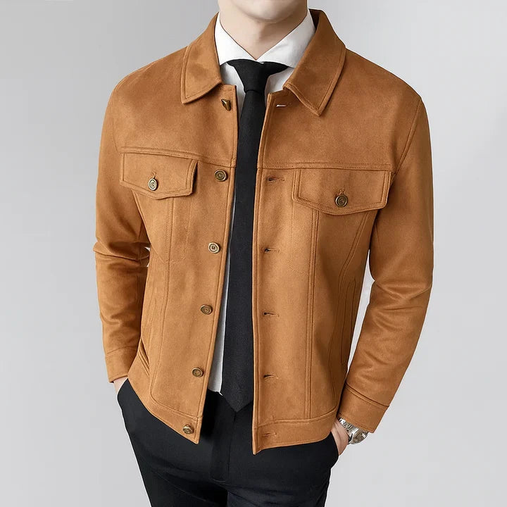 Davila | Suede-Style Long Sleeve Button Jacket