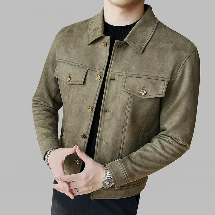 Davila | Suede-Style Long Sleeve Button Jacket