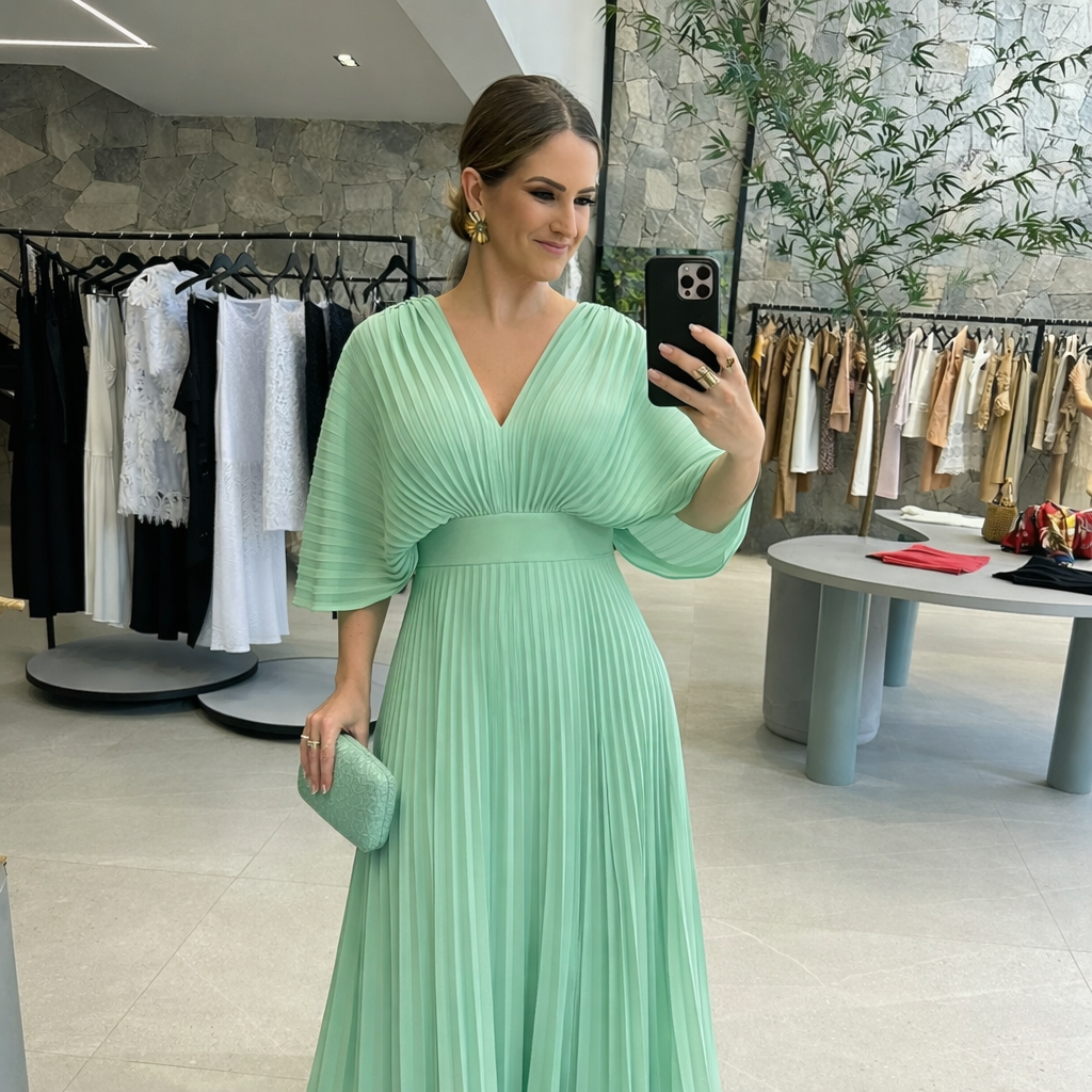Valerija | Pleated V-Neck Wedding Guest Dress
