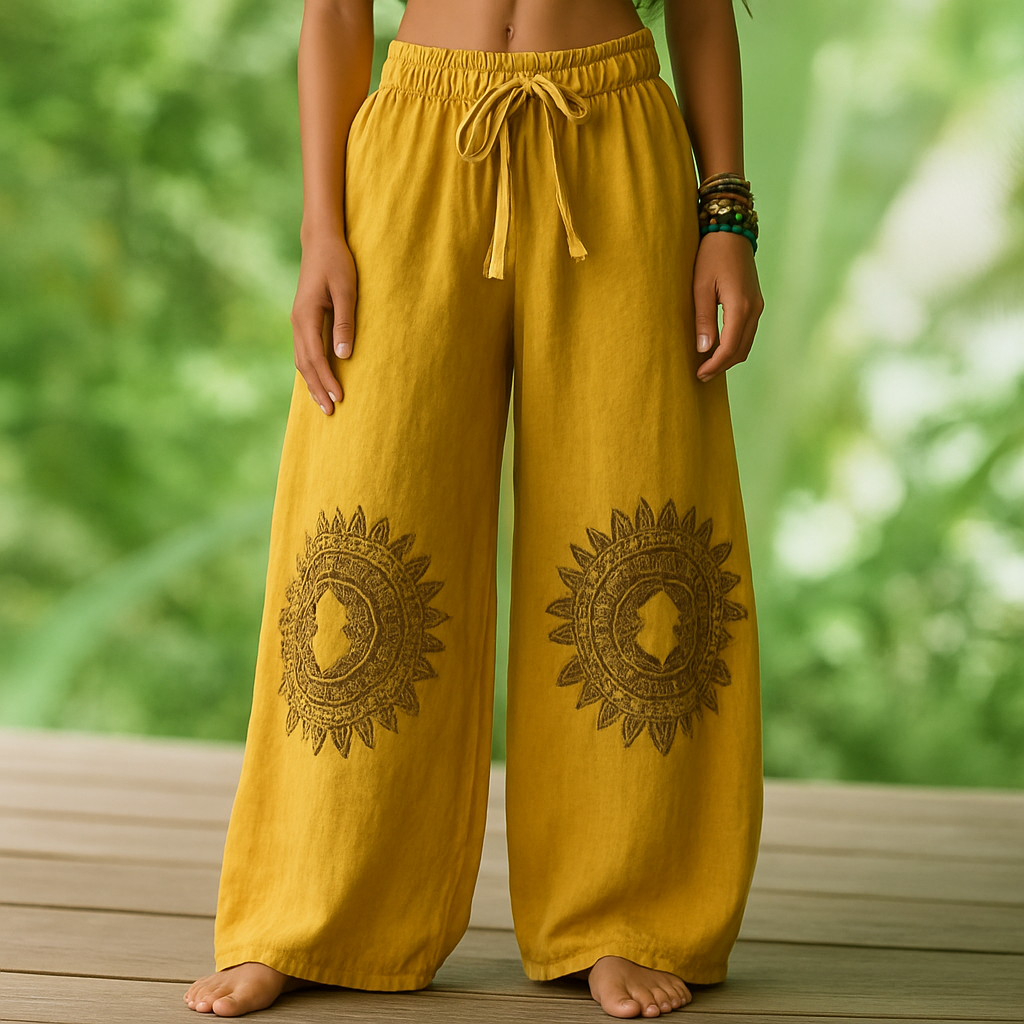 Gladys | Boho Floral Wide Leg Trousers