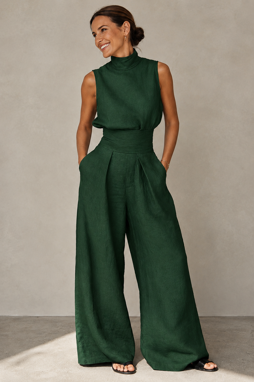 Winka | Sleeveless High Neck Wide Leg Jumpsuit