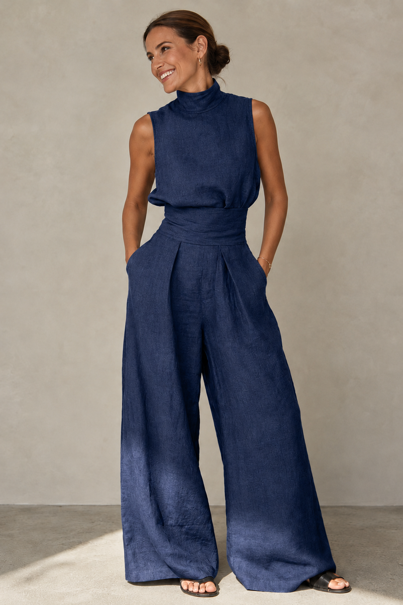 Winka | Sleeveless High Neck Wide Leg Jumpsuit