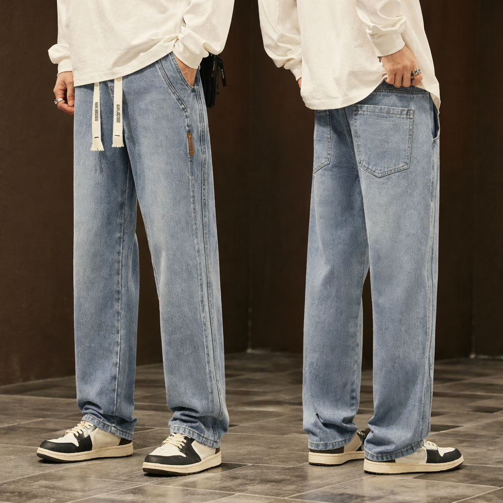 Tharindu | Jeans with Loose Straight-Leg Drawstring Fit