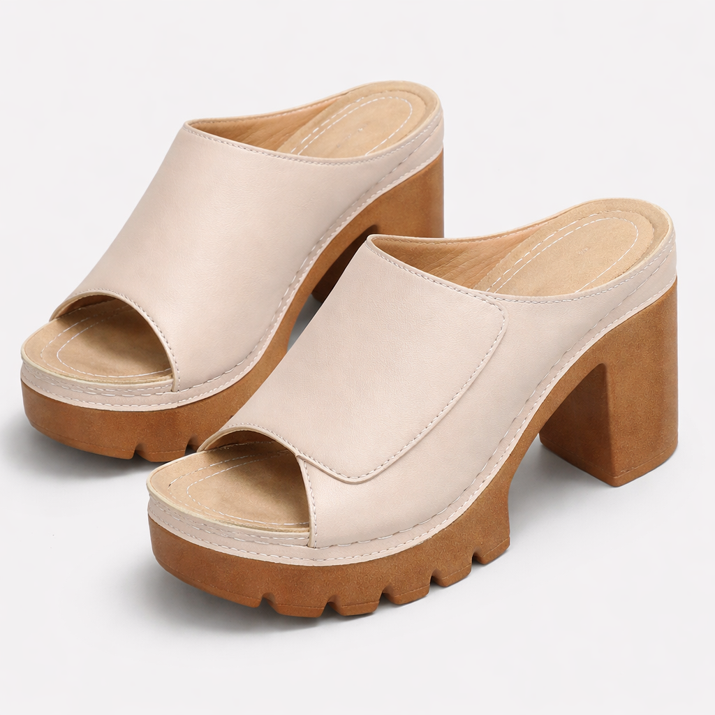 Nicolien - Open Toe Chunky Heel Platform Sandals