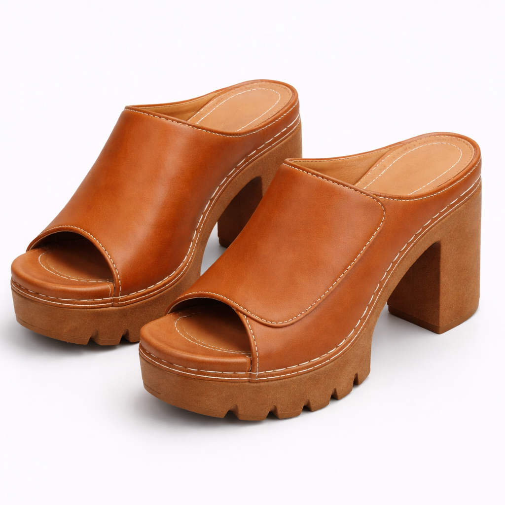 Nicolien - Open Toe Chunky Heel Platform Sandals