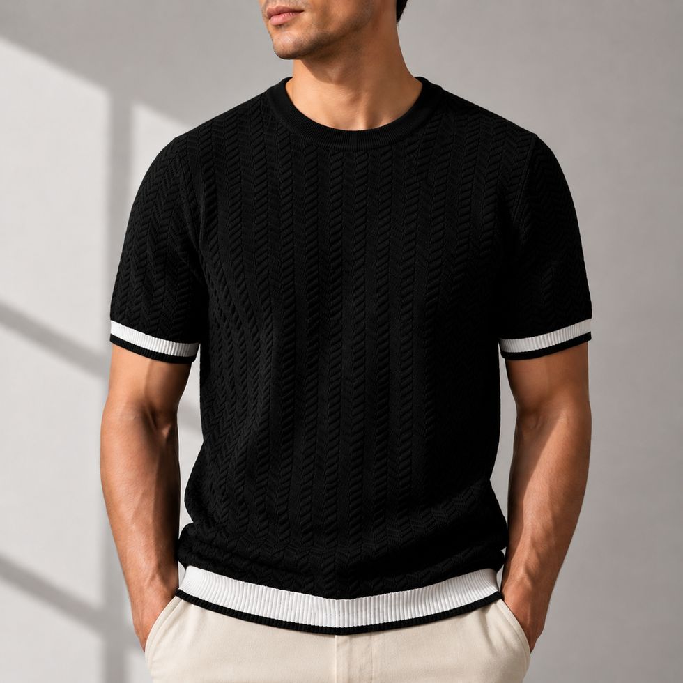 Reagan | Knit Pullover Textured Short Sleeve Crew Neck