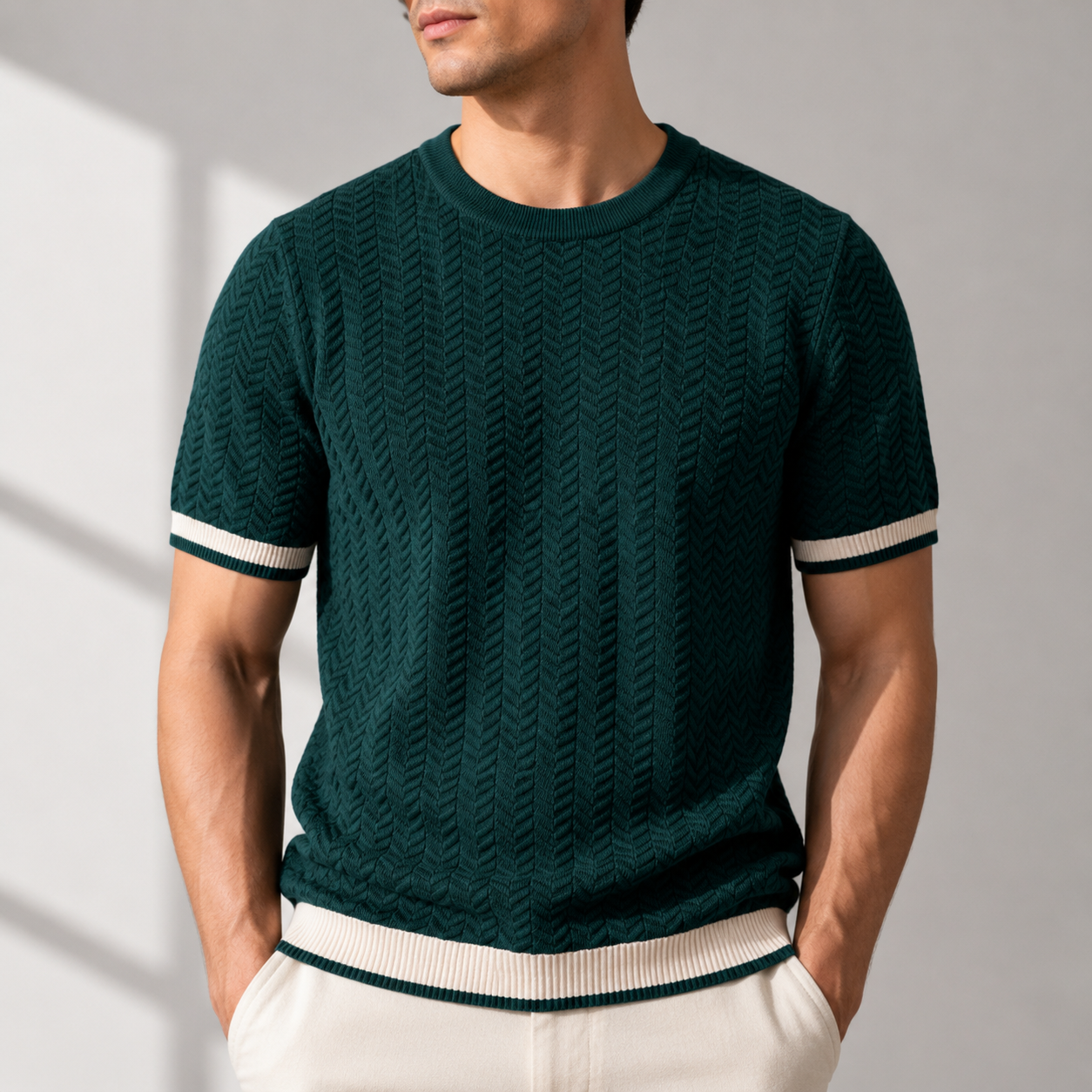 Reagan | Knit Pullover Textured Short Sleeve Crew Neck