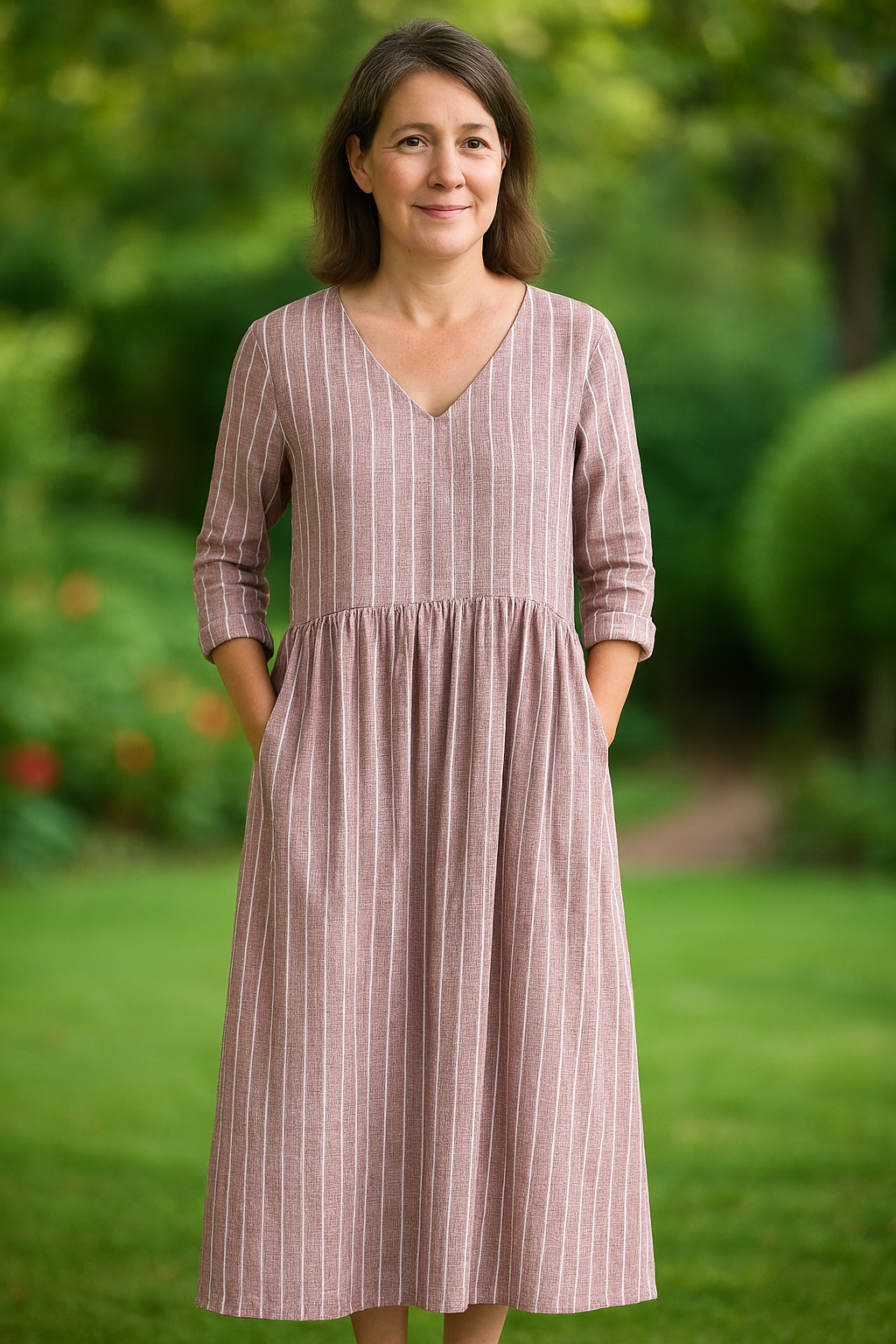 Gregoria | Striped V Neck Maxi Dress