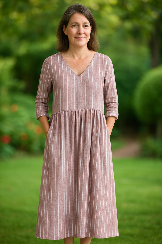 Gregoria | Striped V Neck Maxi Dress