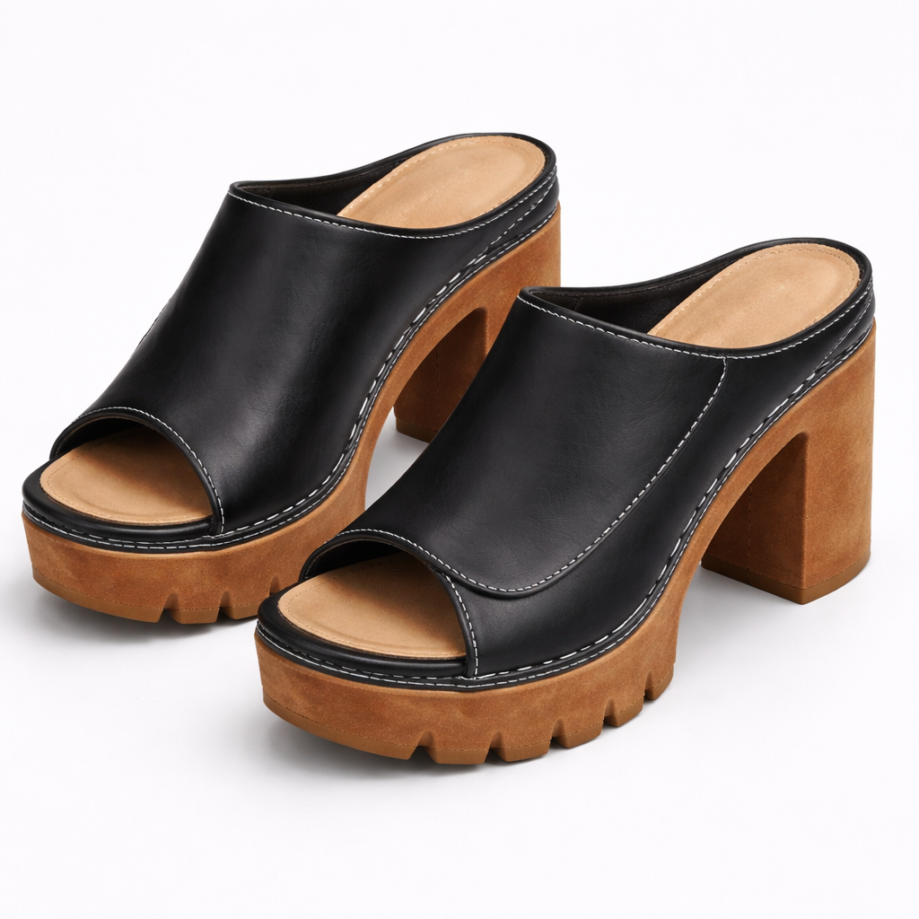 Nicolien - Open Toe Chunky Heel Platform Sandals