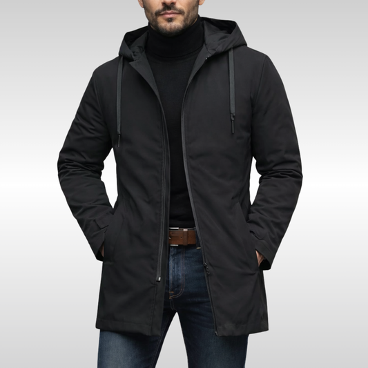Aljoscha | Hooded Longline Zip Front Coat