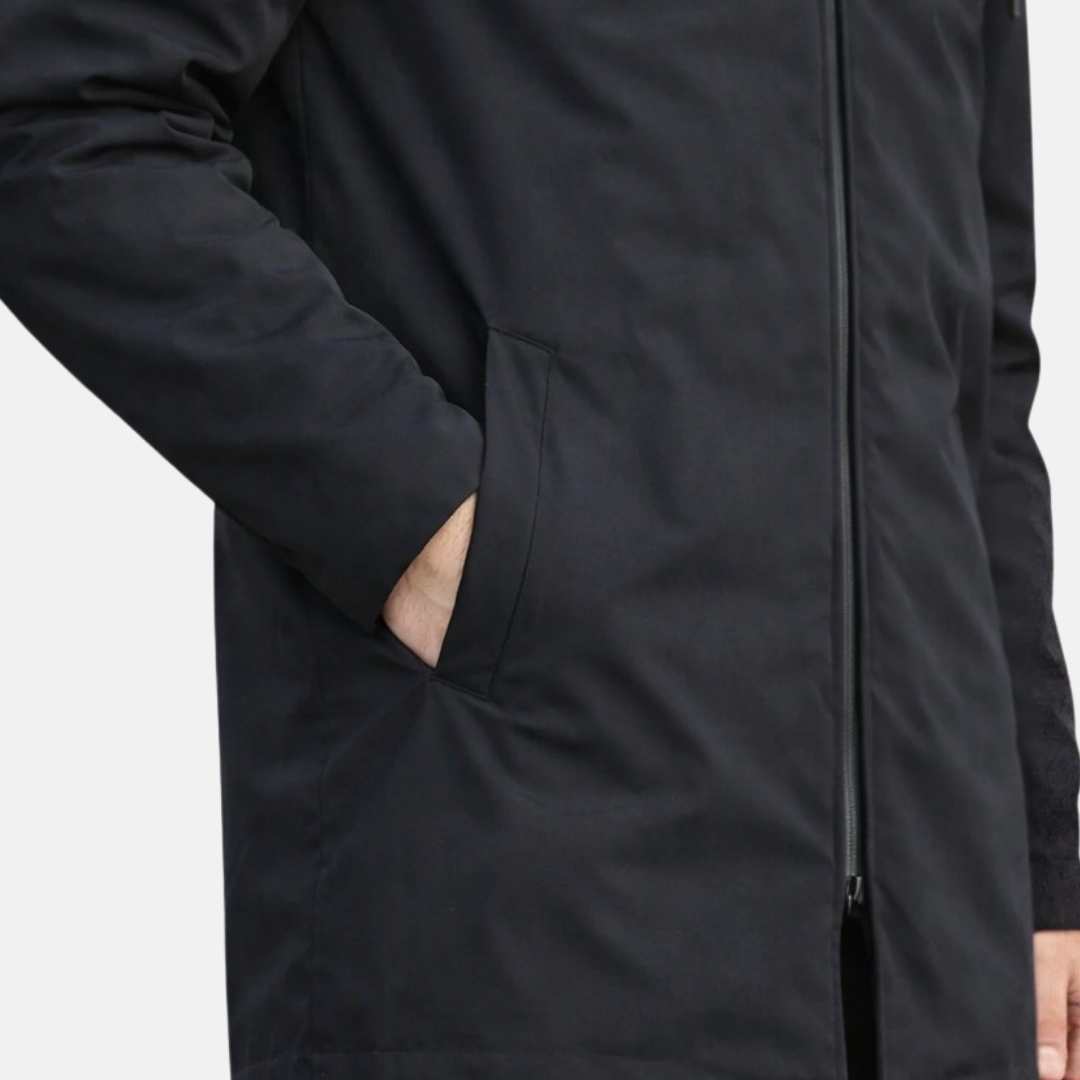 Aljoscha | Hooded Longline Zip Front Coat