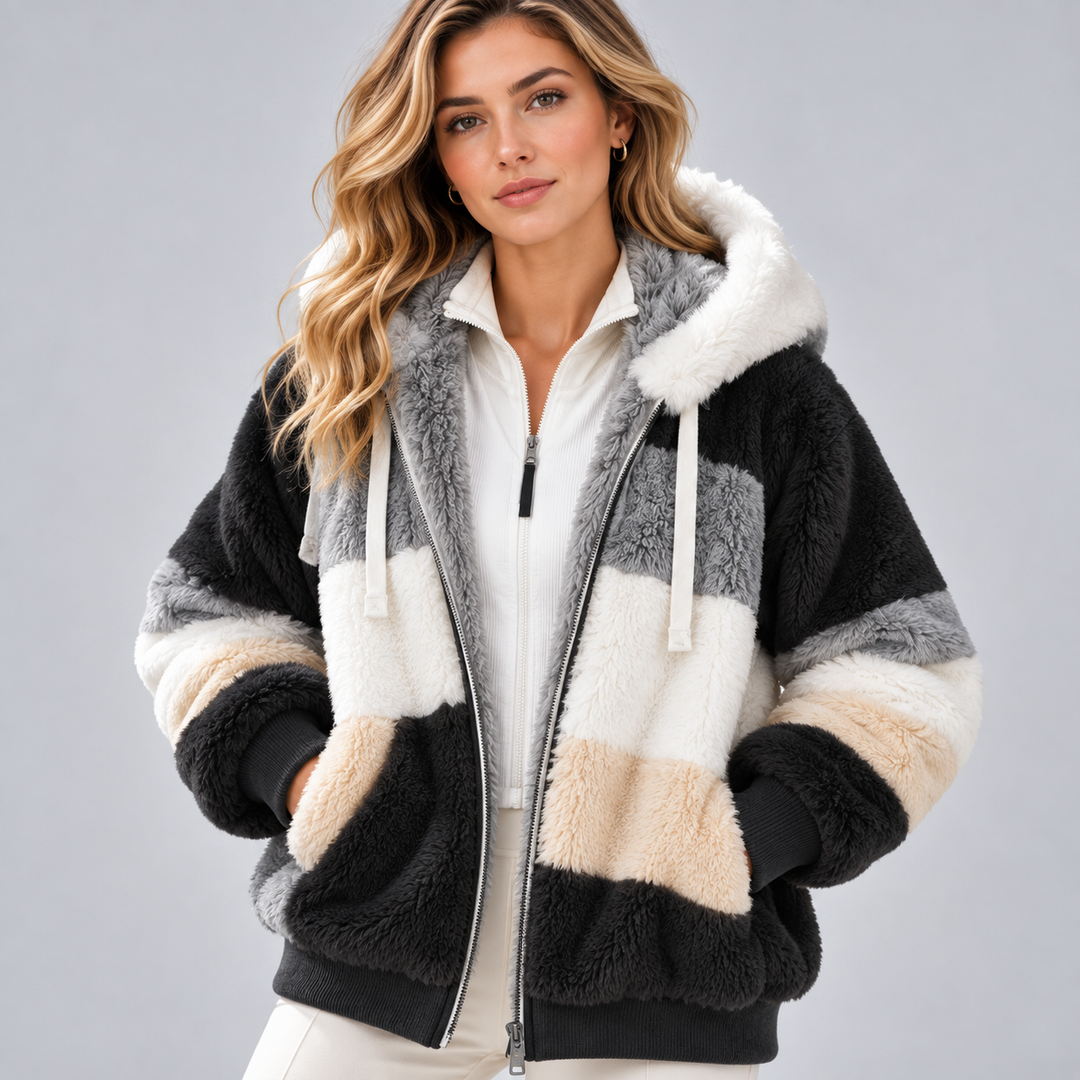 Mafalda | Hooded Plush Jacket with Zipper