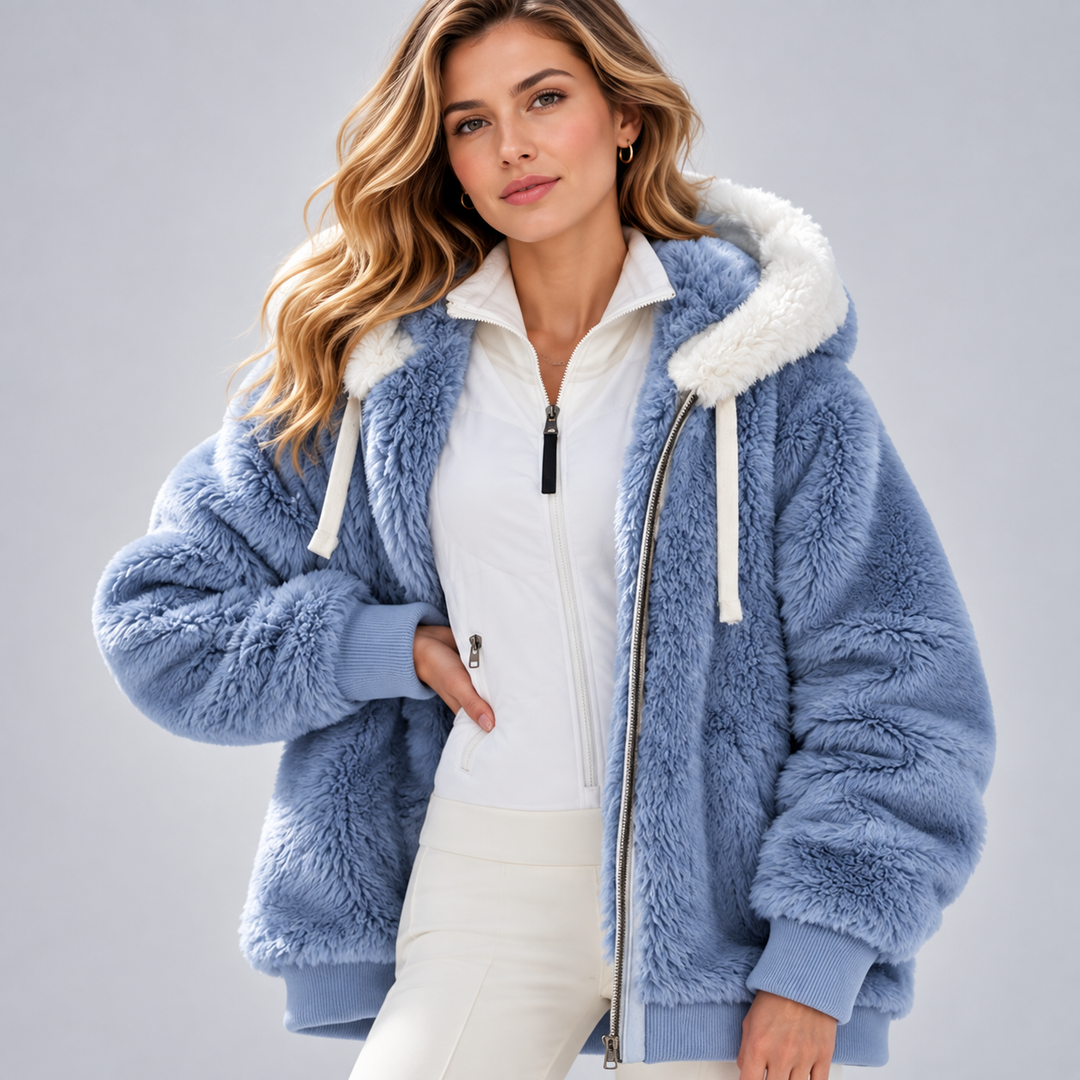 Mafalda | Hooded Plush Jacket with Zipper
