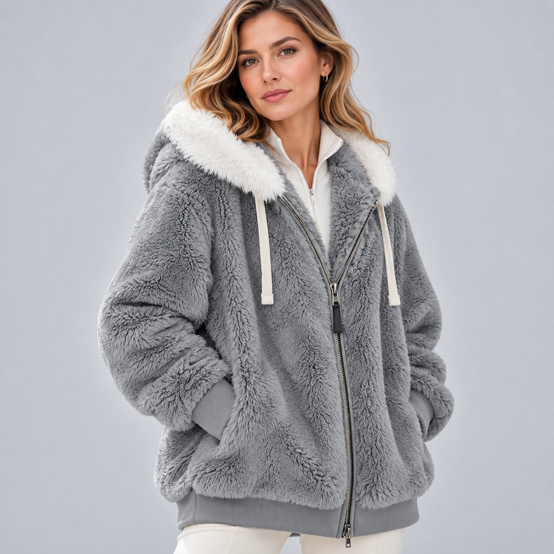 Mafalda | Hooded Plush Jacket with Zipper