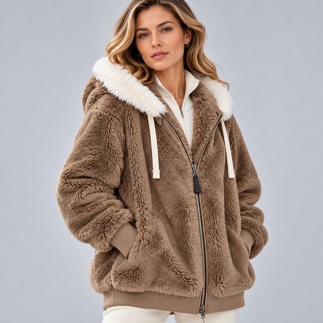 Mafalda | Hooded Plush Jacket with Zipper