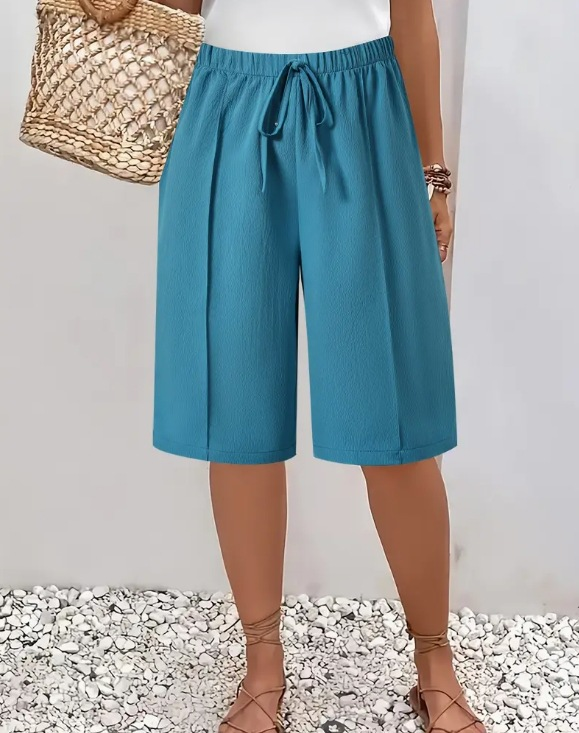 Piranda | Drawstring Wide Leg Cropped Trousers