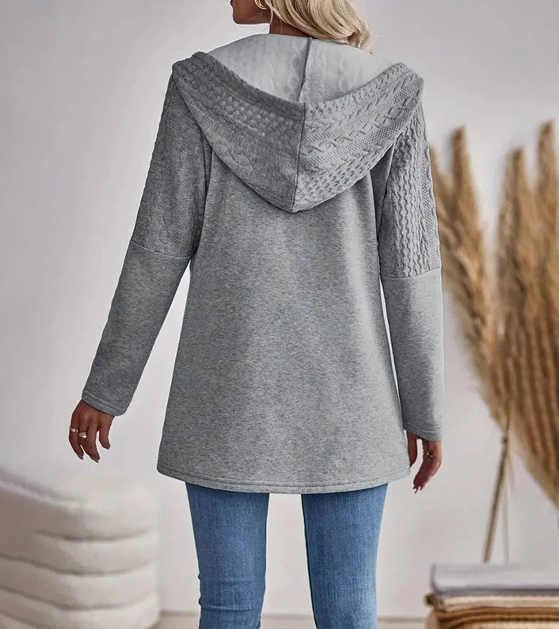 Jylda | Zip-Up Hooded Cable Knit Cardigan
