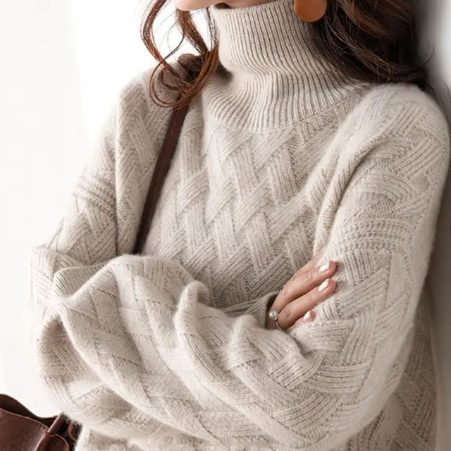 Rachael | Textured Knit Turtleneck Jumper Long Sleeve