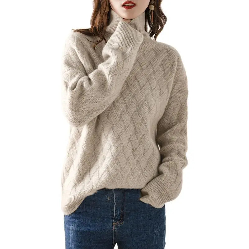 Rachael | Textured Knit Turtleneck Jumper Long Sleeve