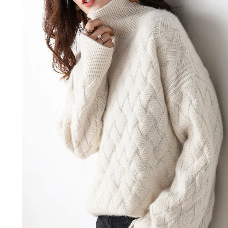 Rachael | Textured Knit Turtleneck Jumper Long Sleeve
