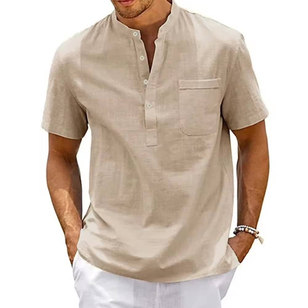 Giovani | Short Sleeve Mandarin Collar Shirt