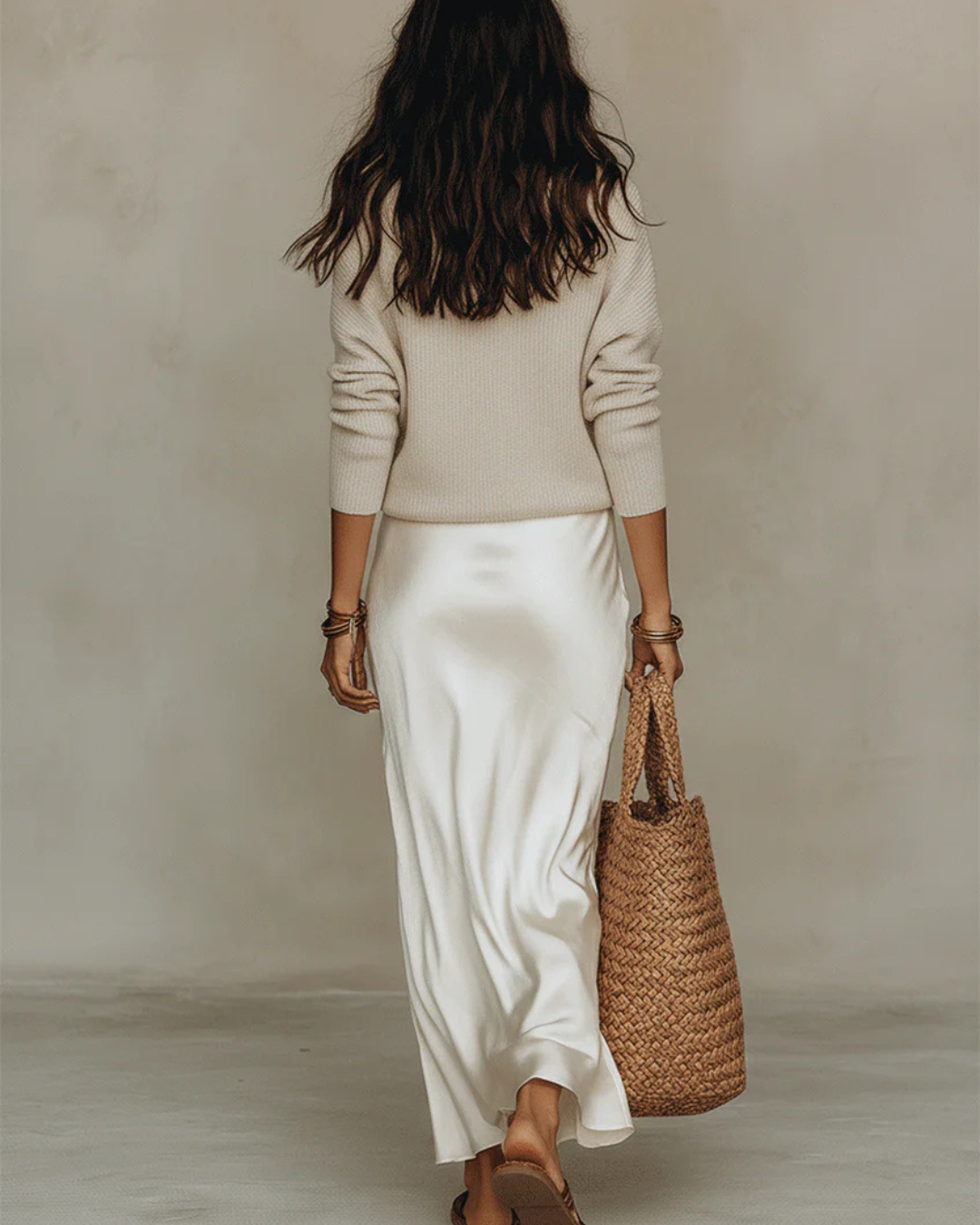 Nelena | Satin Slip Dress Knitted Jumper Set