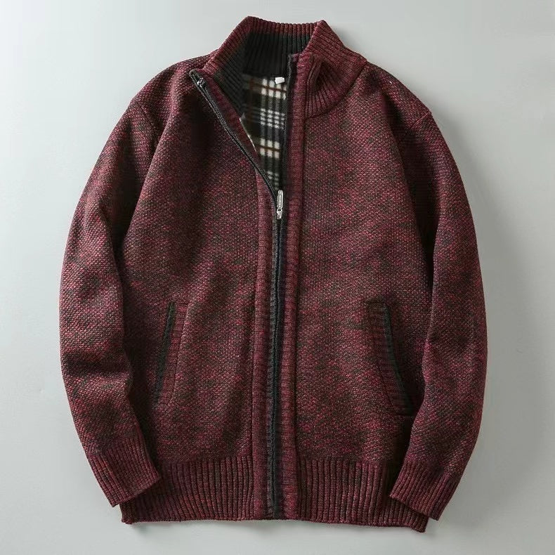 Celeste | Zip-Up Jumper with Stand Collar and Plaid Lining