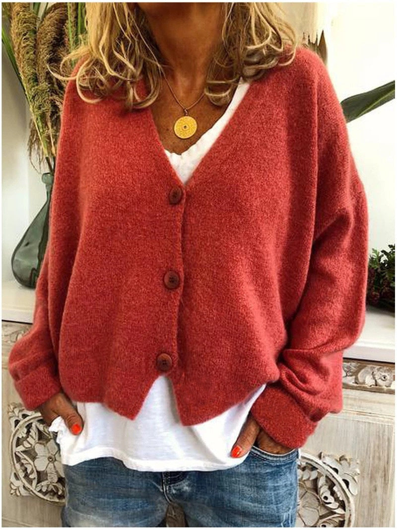 Monique | Button-Front V-Neck Knitted Cardigan