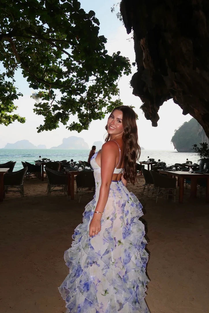 Mikayla | Floral Ruffle Maxi Slip Dress